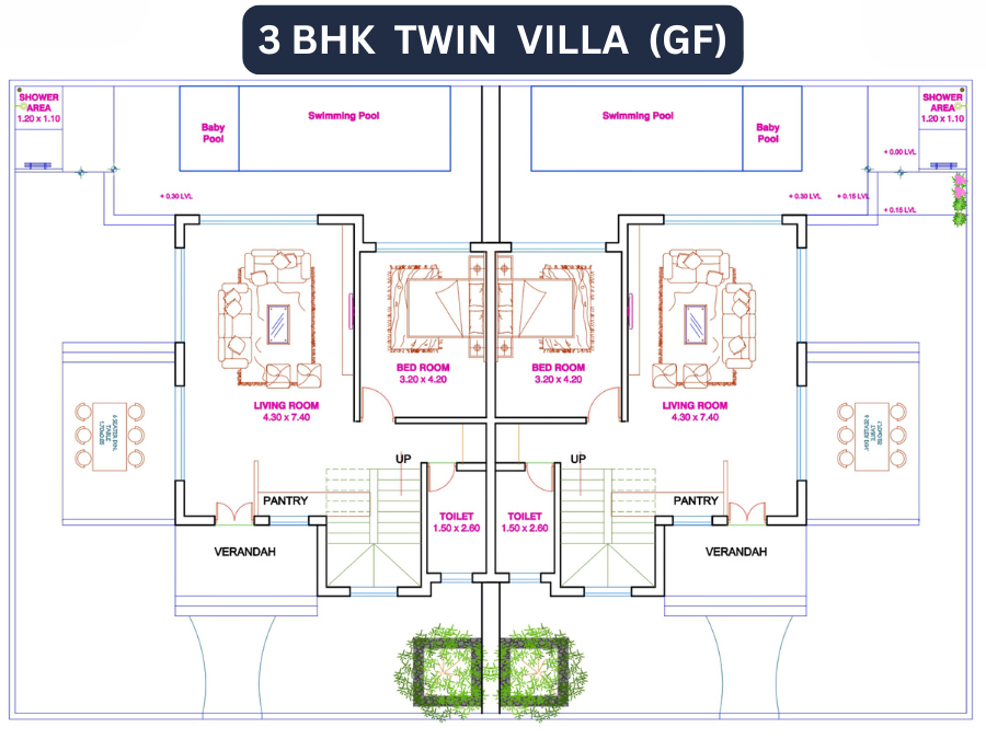 casa grande twin villa floor plan GF